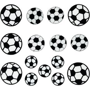 Yayatty Iron On Patches, 15 PCS Soccer Ball Embroidered Patches Sewing Repair Patches Jeans Patch Iron on Inside for Clothing Jeans and DIY Repair, Black, JM002001