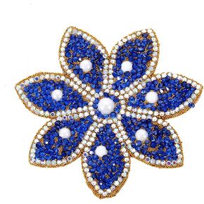 Cute Crystal Flower Pearl Iron On Patch, Decorative Rhinestone Emblem Patch Badge for Backpacks,Laptop (Black)