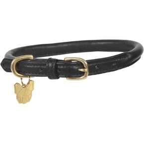 Digby & Fox Rolled Leather Dog Collar (Large, Black)