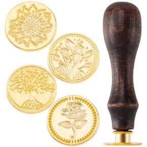 PAGOW 9 Pcs Wax Seal Stamp Kit, 8 Styles Sealing Wax Stamp Head with Wooden Handle, Wax Stamp Seal Kit for Letter, Cards, Invitations, Gifts