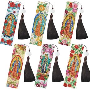 Religious Diamond Painting Bookmarks - 6 PCS Guadalupe Diamond Art Bookmarks Kit DIY Bookmark Christmas Christian Inspirational Gifts for Beginner Book Lover Adults Arts Craft Supplies