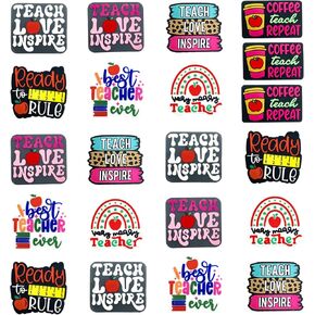 Silicone Focal Beads Bulk 21PCS Focal Silicone Beads Teacher Beads for Pens Teach Love Inspire Silicone Focal Beads for Keychain Making Bracelet (21pcs Teacher Beads)