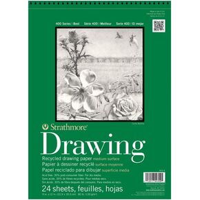لوحة رسم معاد تدويرها من سلسلة ستراثمور 400، سطح متوسط، سلك ربط 35.56 سم × 43.18 سم، 24 ورقة