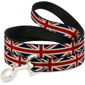Buckle-Down Pet Leash - Vintage United Kingdom Flags - 6 Feet Long - 1" Wide