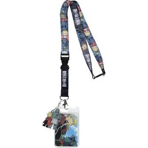 Fullmetal Alchemist: Brotherhood ID Lanyard Breakaway Badge Holder Character Card and Acrylic Charm for Keys Keychain