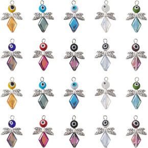 DanLingJewelry 20Pcs 5 Styles Fruit Lampwork Glass Pendants 3D Fruit Beads with Findings Glass Food Charms for DIY Crafts Jewelry Making