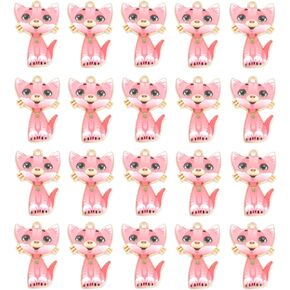 DoreenBeads 20Pcs Gold Plated Enamel Cat Charms for Jewelry Making Cute Kitty Charm Pendant Earring Necklace Bracelets Making DIY Craft