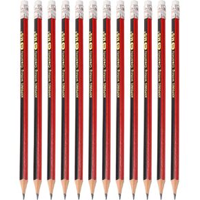 M&G Wooden Hexagonal Pencils, 12 Pcs HB Pencils Graphite Round Pencils with Eraser for Classroom Teacher Office Supplies, Red Black
