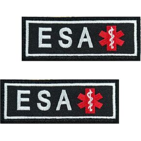 2PCS ESA Patches, Hook & Loop Service Dog Patch Full Embroidery for Dog Vest Harness