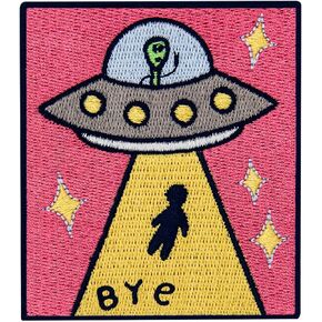 ZEGINs Bye Earth UFO X-file Patch Embroidered Applique Badge Iron On Sew On Emblem