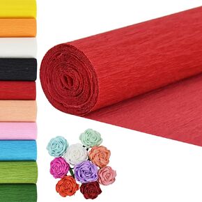 BEISHIDA Red Crepe Paper, 9.8 Inch Wide x 8ft Long, Heavy Crepe Paper Roll for Flower Making, Birthday Wedding Party Decoration, DIY Craft (2 Rolls)