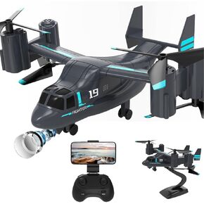 Remote Control Helicopter, LM19 Ospery Military RC Helicopter with Live Camera for Military Fans, Flying and Land Gliding Mode, One Key take Off/Landing, RC Drone Helicopter Toys for Kids 12-15
