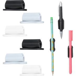 Thinp 6 Packs Pencil Holder,Silicone Pen Holder Adhesive Desk Pencil Holder Magnetic Marker Holder Desk Wall Mouted Pencil Holder for Desk Classroom Pencil Parking Clipboard(Black White Grey) in Saudi Arabia
