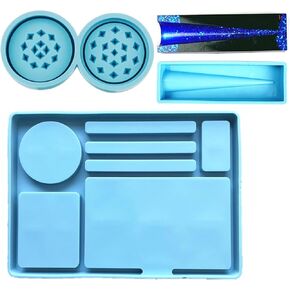 3pcs Rolling Tray Silicone Mold Lanstics Ashtray Grinder Silicone Tray Mold for Epoxy Resin Casting Large Rectangular Tray Resin Mold DIY Rolling Resin Tray Mold Home Decoration