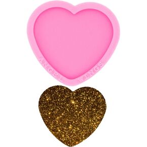 Super Glossy Heart Mold Resin Silicone Mold Badge Reel Mold Resin Keychain Molds Jewelry Making Supplies Silicone Molds for Resin Casting Key Ring Pendant Mold Polymer Clay Mould