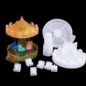 Woohome Silicone Resin Molds Carousel, Rotary Flying Chair Resin Molds, Silicone Molds for Epoxy Resin, DIY Carousel Molds for Office, Home Decor