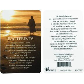Footprints Poem Golden Brown Beach 4 x 3 Cardstock Prayer Card Pack of 12