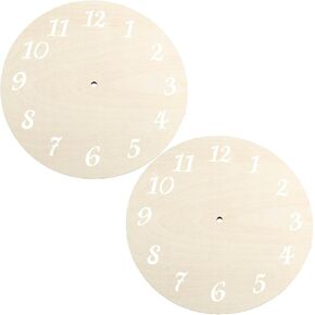 2pcs Unfinished Wall Clock Face for Crafts 8.7", DIY Wood Clock Face Blank, Round Clocks with Laser Cut Numerals, Make Your Own Clock DIY Home Decor