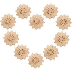 MUXSAM 10-Pack Unpainted Round Wood Carved Corner Decal Applique Frame Onlay for Home Chests Cabinet Door Furniture Decoration(6cm/2.36")