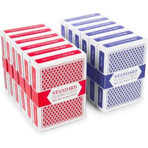 Brybelly 12 Decks of Playing Cards|Poker Wide Size (6 Red/6 Blue)|Plastic Coated Cards for Poker, Blackjack| Regular Index
