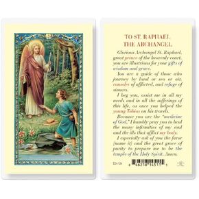 WJ Hirten E24-526 Prayer to Saint Raphael The Archangel, Holy Cards