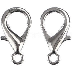 100 Pack - CleverDelights Lobster Clasps - 21x12mm - Platinum Silver Color