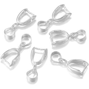 GBSTORE 30 Pcs Pendant Metal Clasp Connector,6x14mm Pendant Pinch Clip Bail, Melon Seeds Buckle for Pendants DIY Craft Making Accessories