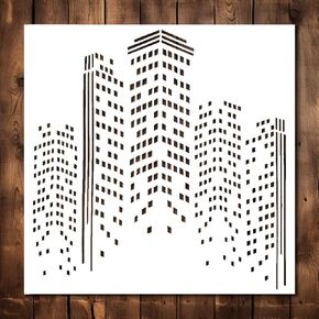 City Skyline Stencil Template - Reusable Building Street Art Inspirational Graffiti Stencils for Painting on Wood, Glass, Wall, Rock, Walls, Canvas, Glassware, Spray Painting, Airbrushing (10 x 10)