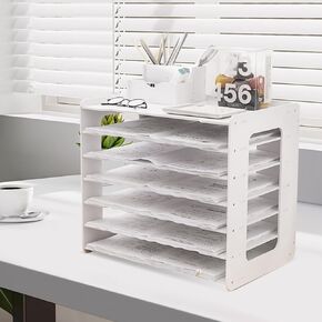 A3 Paper Organizer 11x17 Eco-Friendly PVC Desk Storage Rack with 7 Compartments for Office and School Supplies