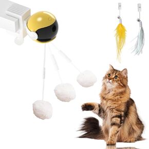 Interactive Cat Toys for Indoor Cats, Electronic Cat Toy Lifting Ball with Cat Feather Toy Automatic Self Play Moving Cat Space Ball Toys for Small & Medium Kitty, Hangable Smart Kitten Toy (Green)