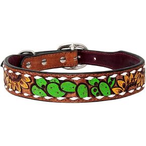 Tan Medium HILASON Strong Genuine Leather Dog Collar Painted Medium | Dog Collar | Leather Dog Collar | Painted Dog Collar