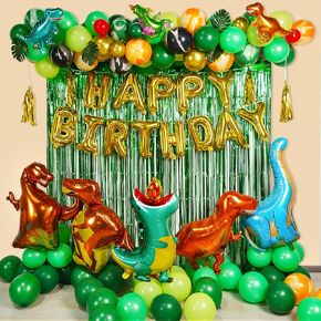 GoGoGoodie Dinosaur Balloons Birthday Party Decorations Supplies, Dino Themed Foil Balloons Garland Arch Kit Baby Shower Decor for Boy 121PCS