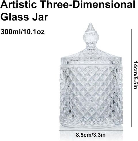 Ziosxin 10oz Glass Jar for DIY Handmade Candle Making, Clear Votive Candle Holder,Crystal Canister with Lid, Decorative Glass Jar for Home Use, Kitchen Storage Container, Empty Glass Jar in Kuwait