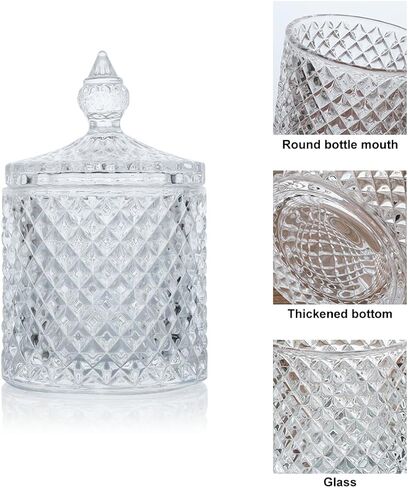Ziosxin 10oz Glass Jar for DIY Handmade Candle Making, Clear Votive Candle Holder,Crystal Canister with Lid, Decorative Glass Jar for Home Use, Kitchen Storage Container, Empty Glass Jar in Kuwait