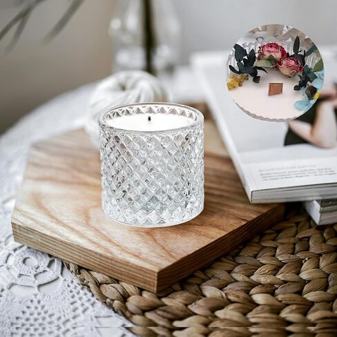 Ziosxin 10oz Glass Jar for DIY Handmade Candle Making, Clear Votive Candle Holder,Crystal Canister with Lid, Decorative Glass Jar for Home Use, Kitchen Storage Container, Empty Glass Jar in Kuwait