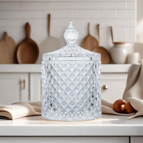Ziosxin 10oz Glass Jar for DIY Handmade Candle Making, Clear Votive Candle Holder,Crystal Canister with Lid, Decorative Glass Jar for Home Use, Kitchen Storage Container, Empty Glass Jar in Kuwait