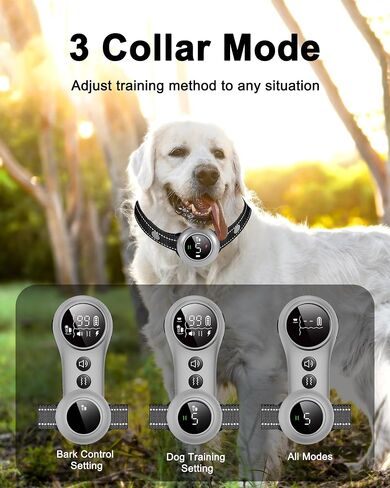 2-in-1 Dog Training and Bark Control Collar – Rechargeable, Waterproof, Smart Anti-Barking Collar for Small, Medium, and Large Dogs - Effective & Humane Training in Saudi Arabia