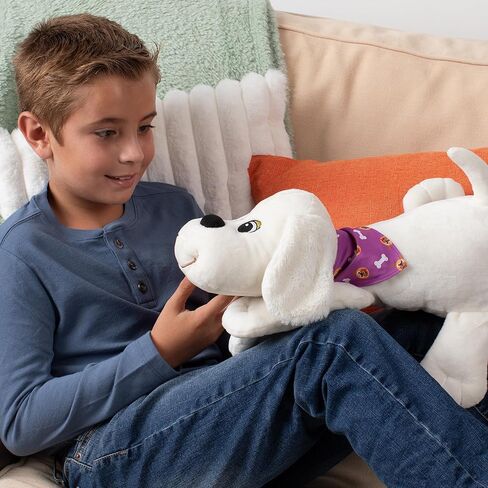 باوند بابيز كلاسيك - أبيض/جائع (مصنوع من مواد معاد تدويرها) جرو كبير محشو، كلب قطيفة، ناعم ومحبوب، رائع للأطفال والبنات والأولاد والأطفال الصغار من الجنسين، للأعمار من 3 سنوات فما فوق in Kuwait