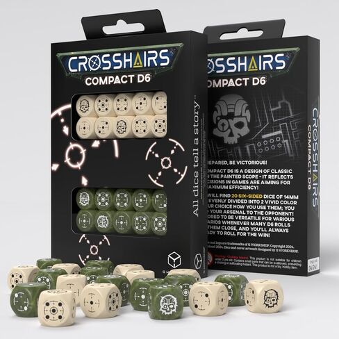 Crosshairs Compact D6: بيج وزيتوني من Q-Workshop، نرد لألعاب RPG اللوحية، للاعبين الذين تزيد أعمارهم عن 14 عامًا والأعمار من 14 عامًا فما فوق in Kuwait