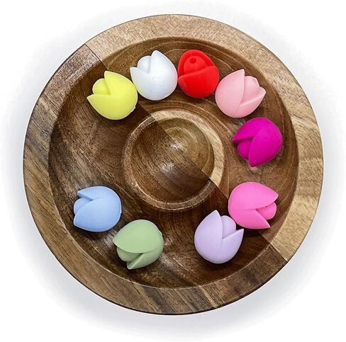 24PCS Tulip Flowers Silicone Beads, Spring Flower Silicone Focal Beads, Retro Silicone Beads for Keychain Making, Loose Beads Charms Bulk for Pens Necklace Bracelet Lanyard Pendants DIY Handicrafts in Saudi Arabia