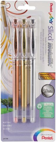 أقلام جل معدنية بطرف إبرة 0.8 مم من Pentel Bg208Bp3M، ألوان متنوعة 3 عدد in Saudi Arabia