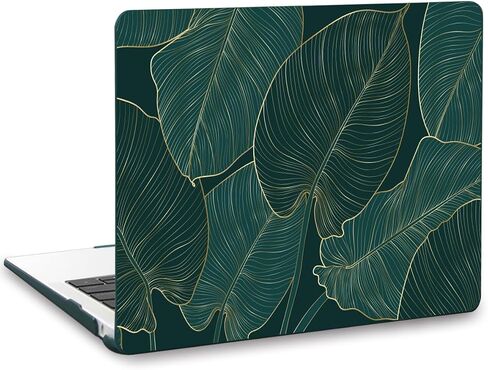 Teryeefi Compatible with MacBook Air 13 inch Case 2015 2017 Release Model A1466/A1369, Plastic Hard Shell Case & Keyboard Cover Skin & Screen Protector for Old Version Air 13.3", Green Leaf in Kuwait