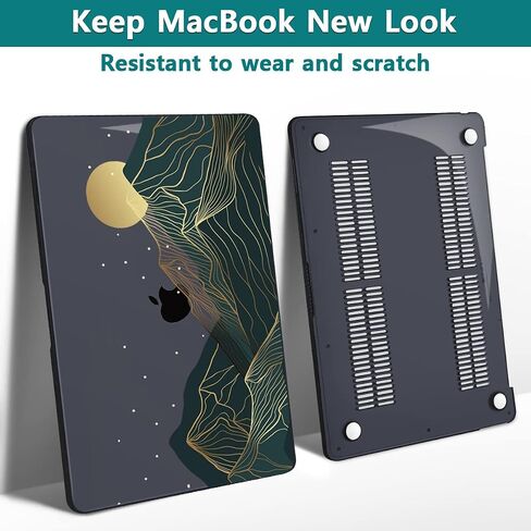 Teryeefi Compatible with MacBook Air 13 inch Case 2015 2017 Release Model A1466/A1369, Plastic Hard Shell Case & Keyboard Cover Skin & Screen Protector for Old Version Air 13.3", Green Leaf in Kuwait