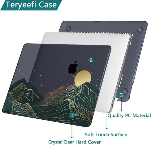 Teryeefi Compatible with MacBook Air 13 inch Case 2015 2017 Release Model A1466/A1369, Plastic Hard Shell Case & Keyboard Cover Skin & Screen Protector for Old Version Air 13.3", Green Leaf in Kuwait