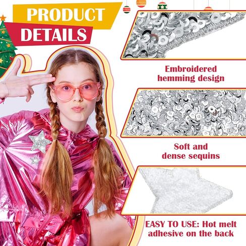 24 Pcs Sequin Star Iron on Patches in 4 Sizes Embroidered Decorative Shiny Stars Patches for Clothing Bags Jackets Jeans Hats Backpacks Costume Accessory（Sliver, Star） in Saudi Arabia