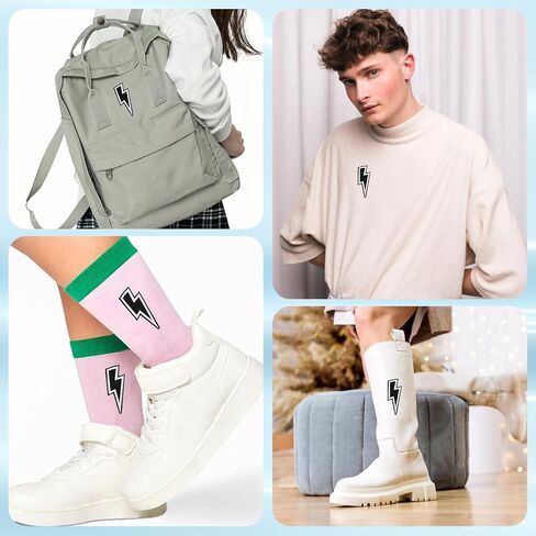 40 قطعة من مكواة البرق السوداء على رقعة، رقع مطرزة من نسيج صاعقة البرق، خياطة على زينة فلاش مطرزة لملابس سائقي الشاحنات وقبعة الجينز وأحذية الظهر وديكور الظهر in Kuwait