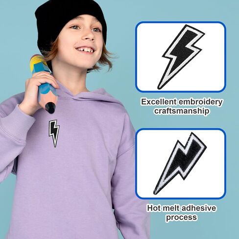 40 قطعة من مكواة البرق السوداء على رقعة، رقع مطرزة من نسيج صاعقة البرق، خياطة على زينة فلاش مطرزة لملابس سائقي الشاحنات وقبعة الجينز وأحذية الظهر وديكور الظهر in Kuwait