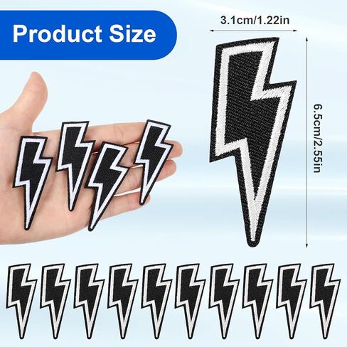 40 قطعة من مكواة البرق السوداء على رقعة، رقع مطرزة من نسيج صاعقة البرق، خياطة على زينة فلاش مطرزة لملابس سائقي الشاحنات وقبعة الجينز وأحذية الظهر وديكور الظهر in Kuwait