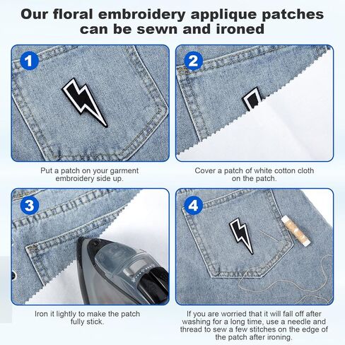 40 قطعة من مكواة البرق السوداء على رقعة، رقع مطرزة من نسيج صاعقة البرق، خياطة على زينة فلاش مطرزة لملابس سائقي الشاحنات وقبعة الجينز وأحذية الظهر وديكور الظهر in Kuwait