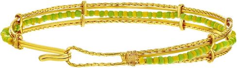 سوار أورولا مطلي بالذهب من الخرز الأخضر والأصفر للنساء - سوار أورولا الجميل المطلي بالذهب - مجوهرات حماية أنيقة لجميع المناسبات in Kuwait